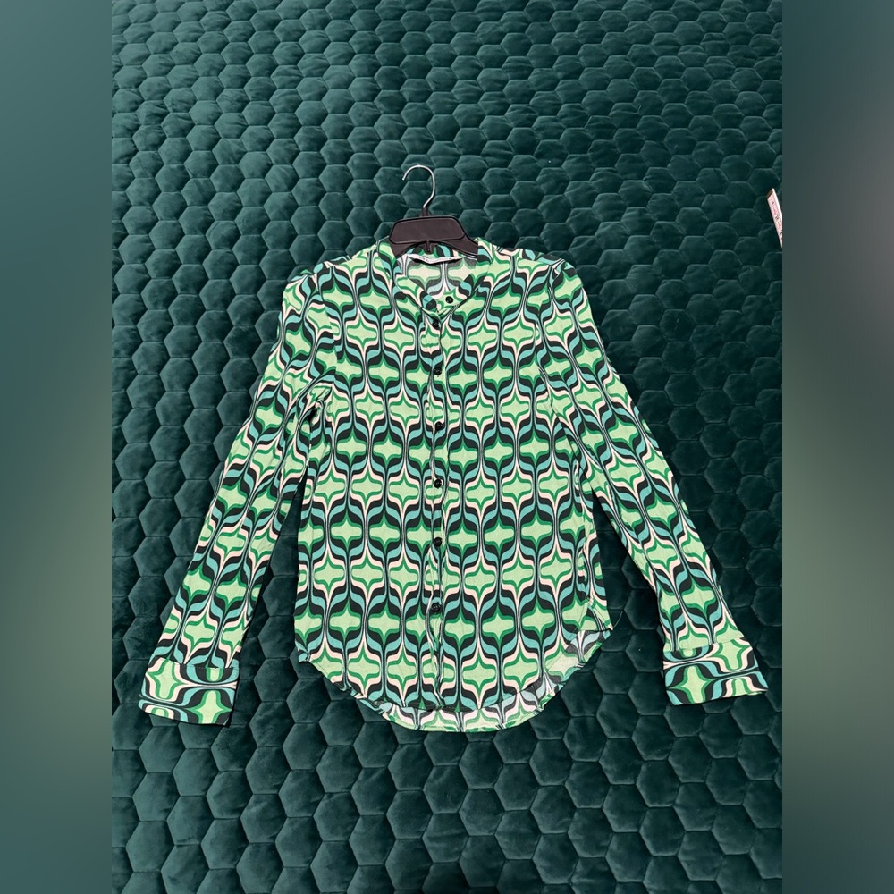 Zara Multicolored Print Pajama Style Top - Picture 2 of 9